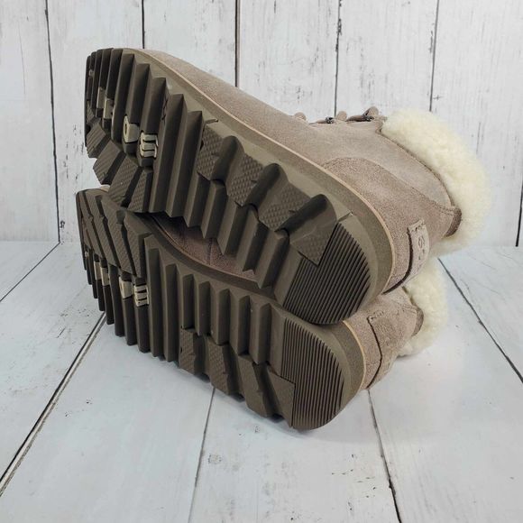 Sorel Harlow Lace Cozy Bootie Tan Suede Sherpa Women's Size 6.5 Winter Boots - Picture 9 of 11
